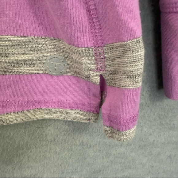 T by Talbots 2XP Mock Neck Pullover Top Pink Grey Stripe Tunic Long Sleeve - Picture 4 of 10